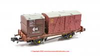 921009 Rapido Conflat P Wagon number B933343 with Type A and Type BD BR Bauxite / Crimson container